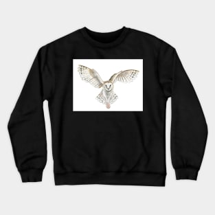 Watercolor Barn Owl Flying Crewneck Sweatshirt